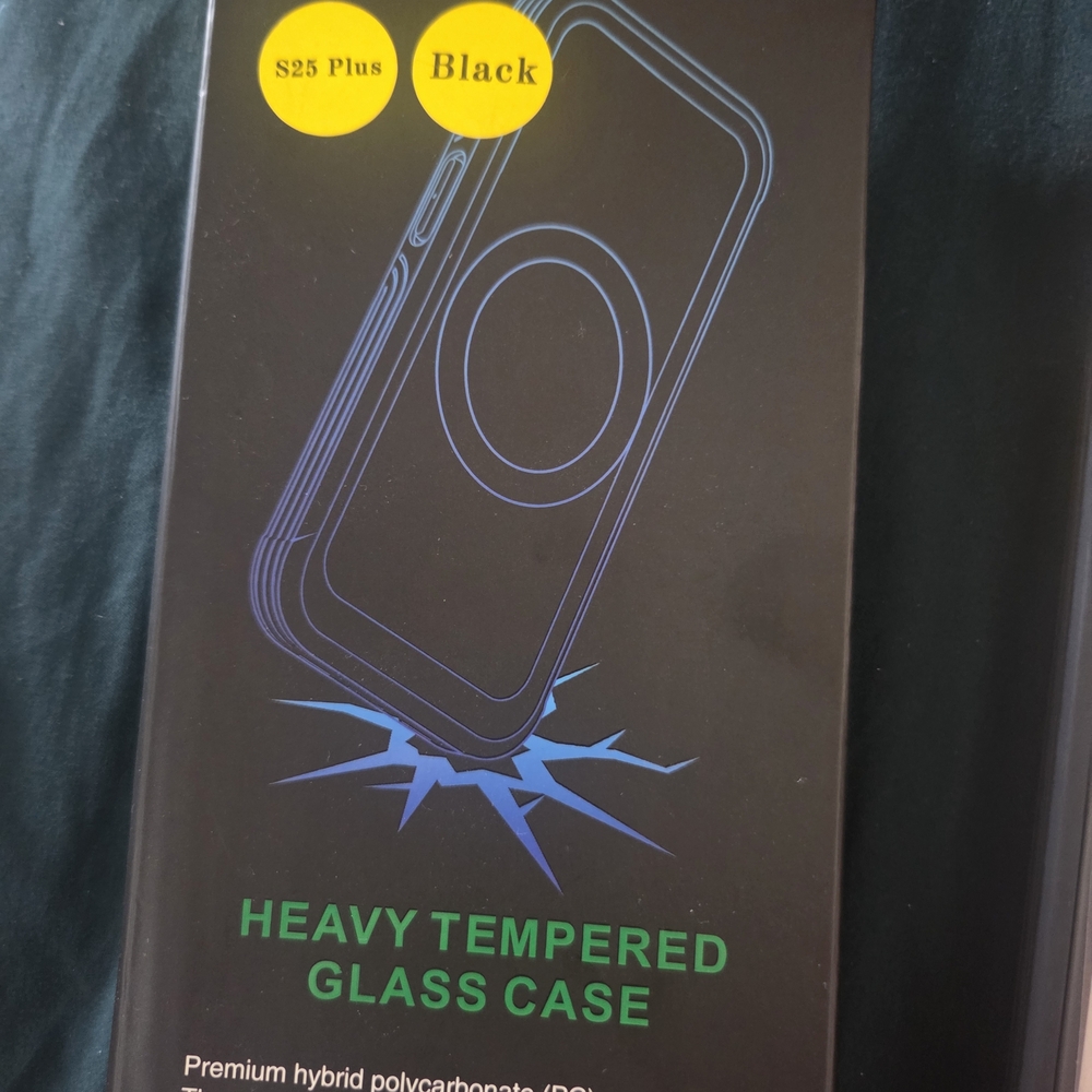 Heavy Tempered Glass Phone Case for S25 Plus - Black